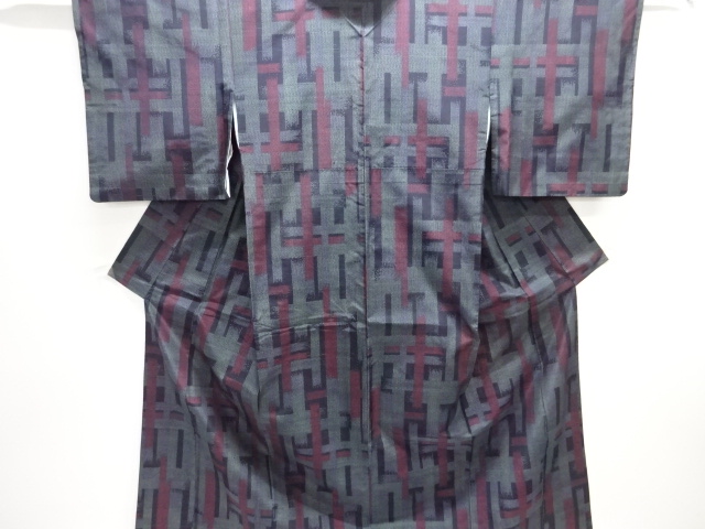 JAPANESE KIMONO / TOKAMACHI TSUMUGI / WOVEN ABSTRACT GRID